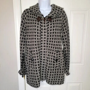 Heather B Wool Blend Zip Up Back White Sweater Size S
